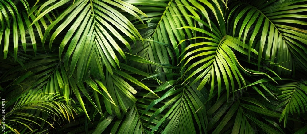 Leaves of the areca palm tree seen in a copy space image. Leaves of the areca palm tree seen in a copy space image.