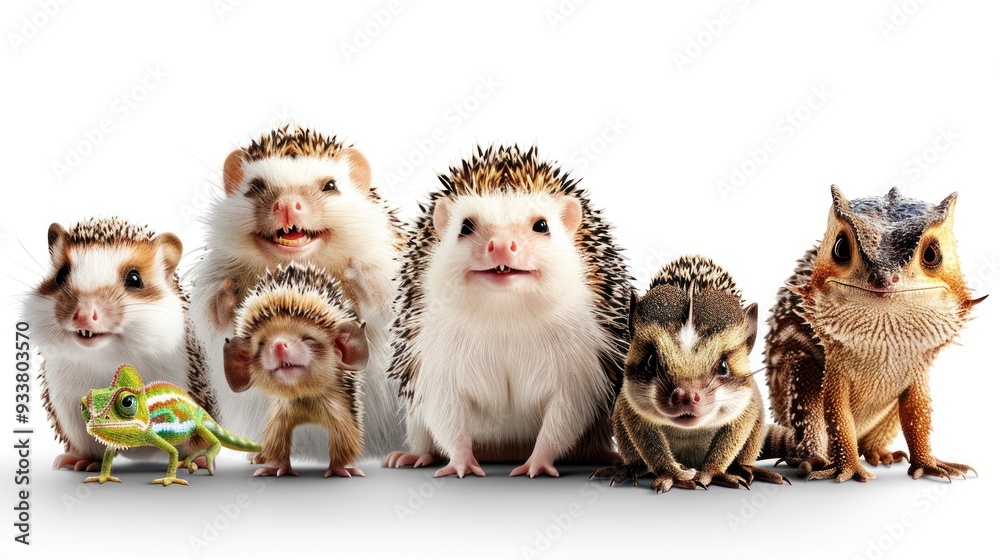 Fototapeta premium Group of cute animals smiling together.