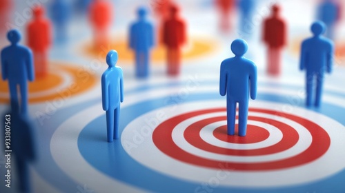 A graphical representation of a target audience concept, with stylized figures and concentric circles, focusing on demographic precision in marketing.