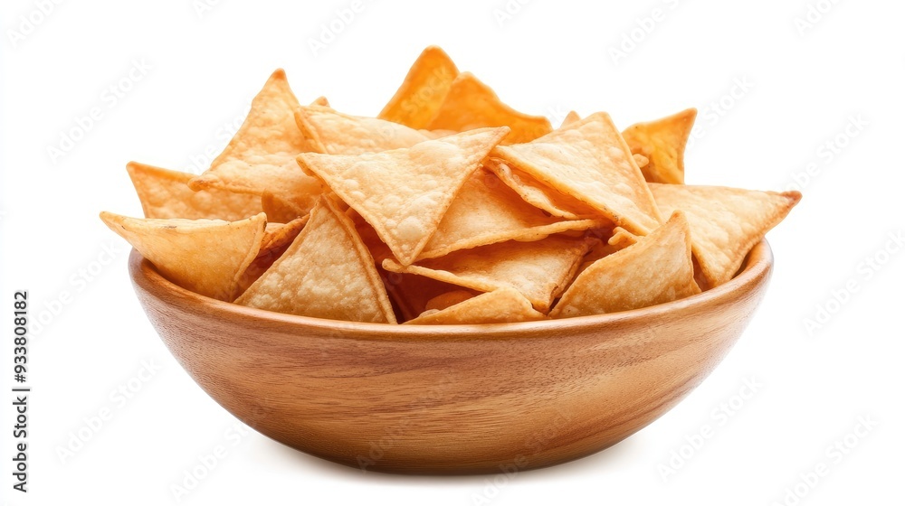 A bowl filled with golden tortilla chips is positioned against a light backdrop, accompanied by fresh tomatoes and leafy greens, perfect for sharing A bowl filled with golden tortilla chips is positioned against a light backdrop, accompanied by fresh tomatoes and leafy greens, perfect for sharing