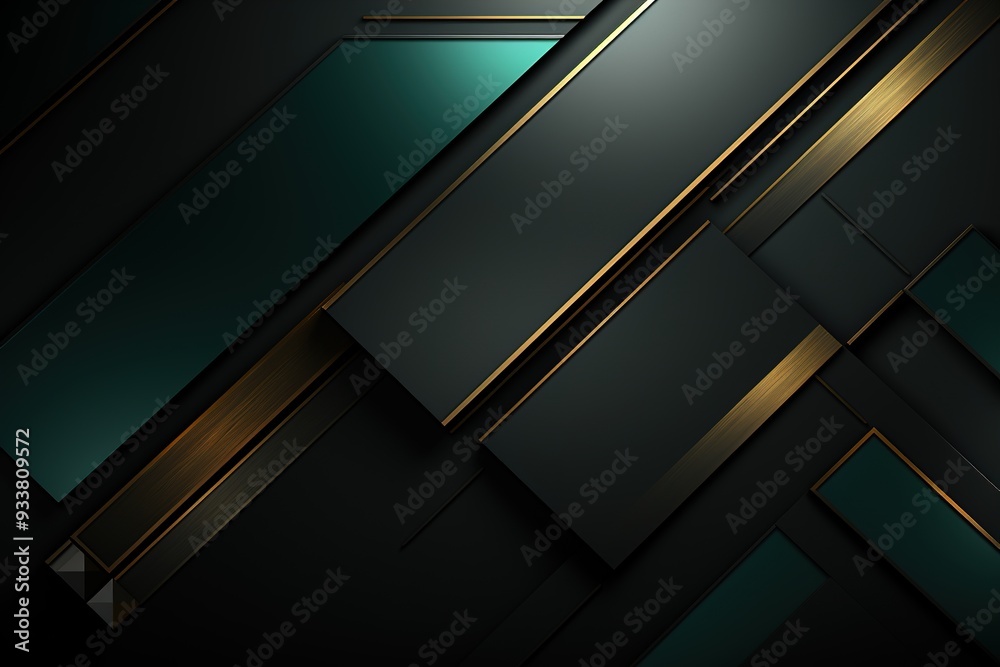 Abstract geometric background with black, teal, and gold. Abstract geometric background with black, teal, and gold.