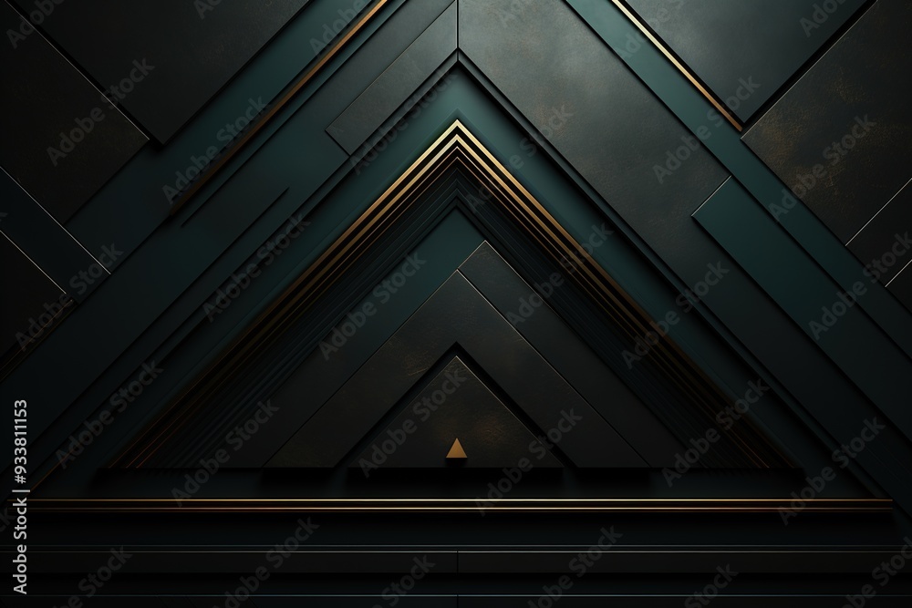 Obraz premium Abstract geometric background with dark and gold elements.