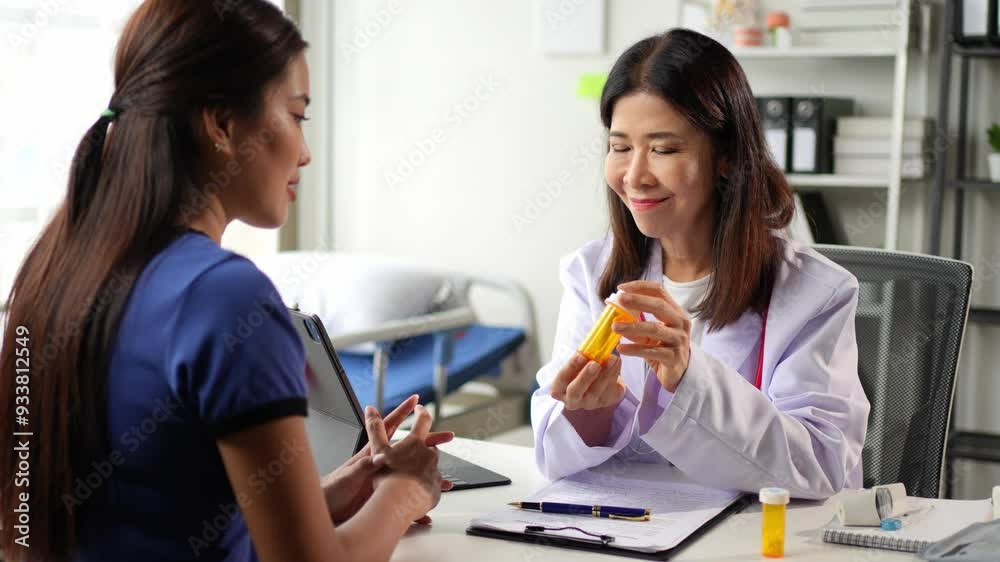 Doctor explaining prescription medicine to patient Doctor explaining prescription medicine to patient