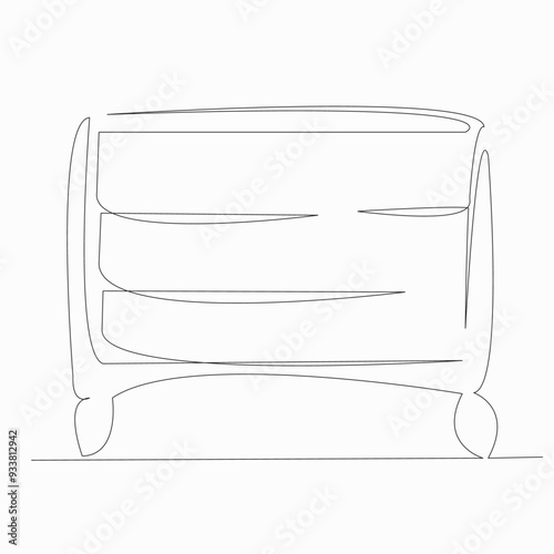 One continuous single drawn line art doodle drawer, chest, furniture, home, storage. isolated image hand-drawn contour on a white background
