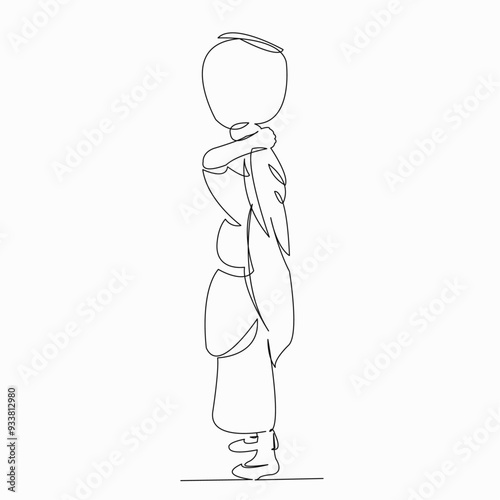 One continuous single drawn line art doodle jug, traditional, head, culture, jar. isolated image hand-drawn contour on a white background photo