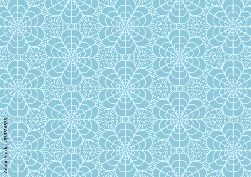 Geometrics Floral Medallian Blue Background Seamless Pattern Geometrics Floral Medallian Blue Background Seamless Pattern