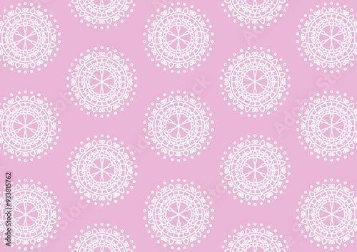 Floral Medallian Pink Background Seamless Pattern