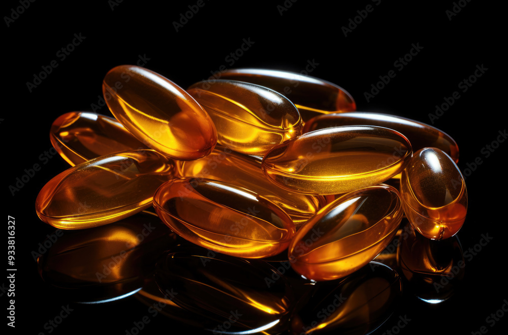 An assortment of yellow pills scattered across a textured black surface, creating a striking visual contrast that draws attention An assortment of yellow pills scattered across a textured black surface, creating a striking visual contrast that draws attention