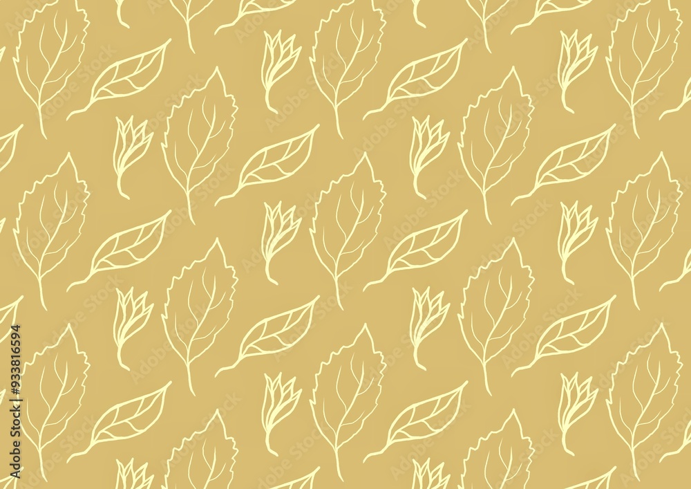 Flral Leaf Beige Background Seamless Pattern Flral Leaf Beige Background Seamless Pattern
