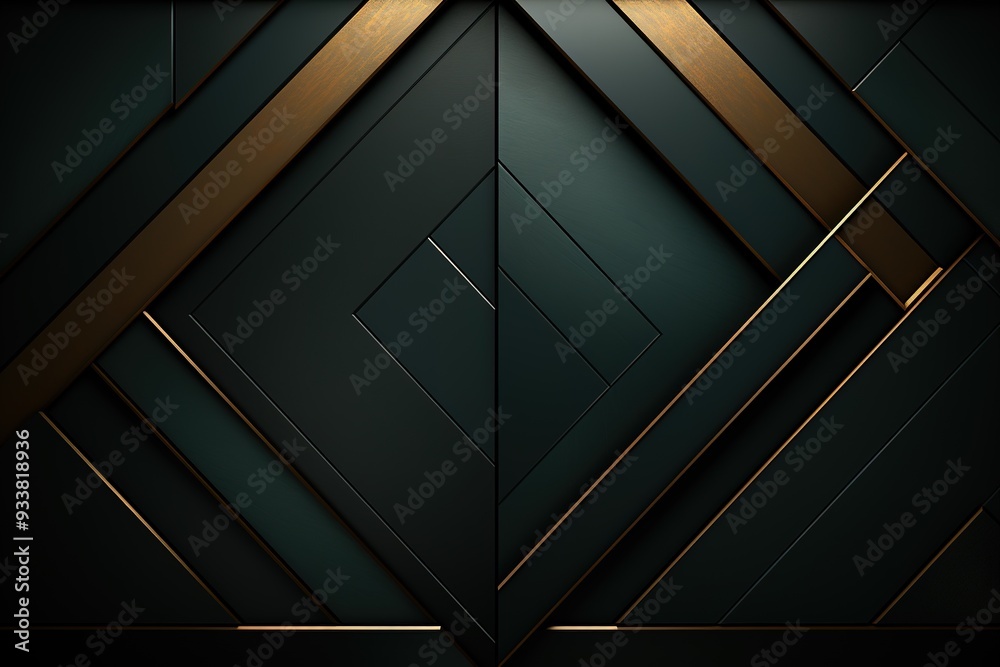Abstract geometric background with dark green and gold. Abstract geometric background with dark green and gold.