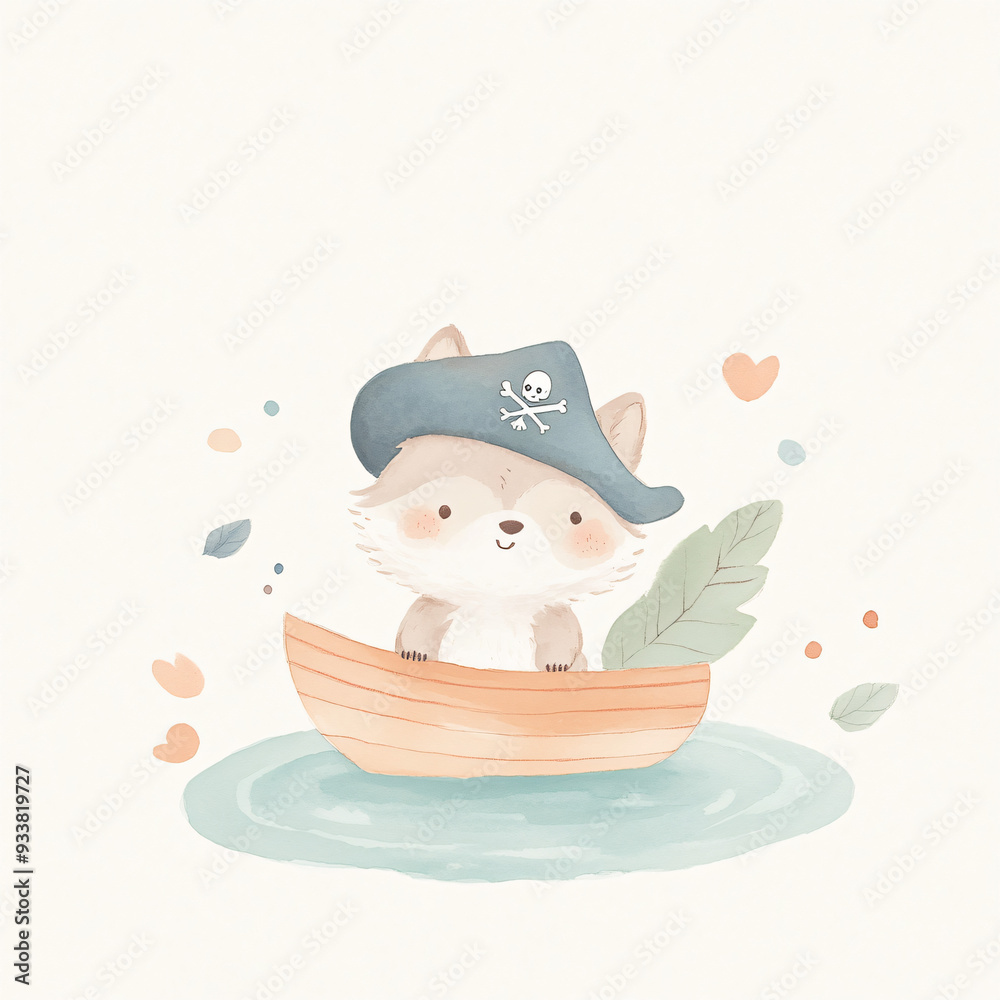 Fototapeta premium Pirate Fox in Boat.