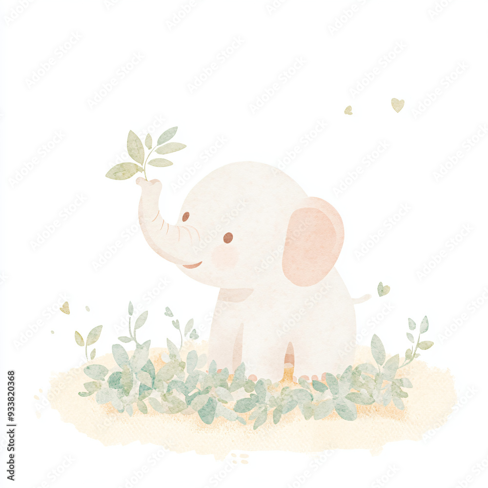 Cute Elephant Watercolor.