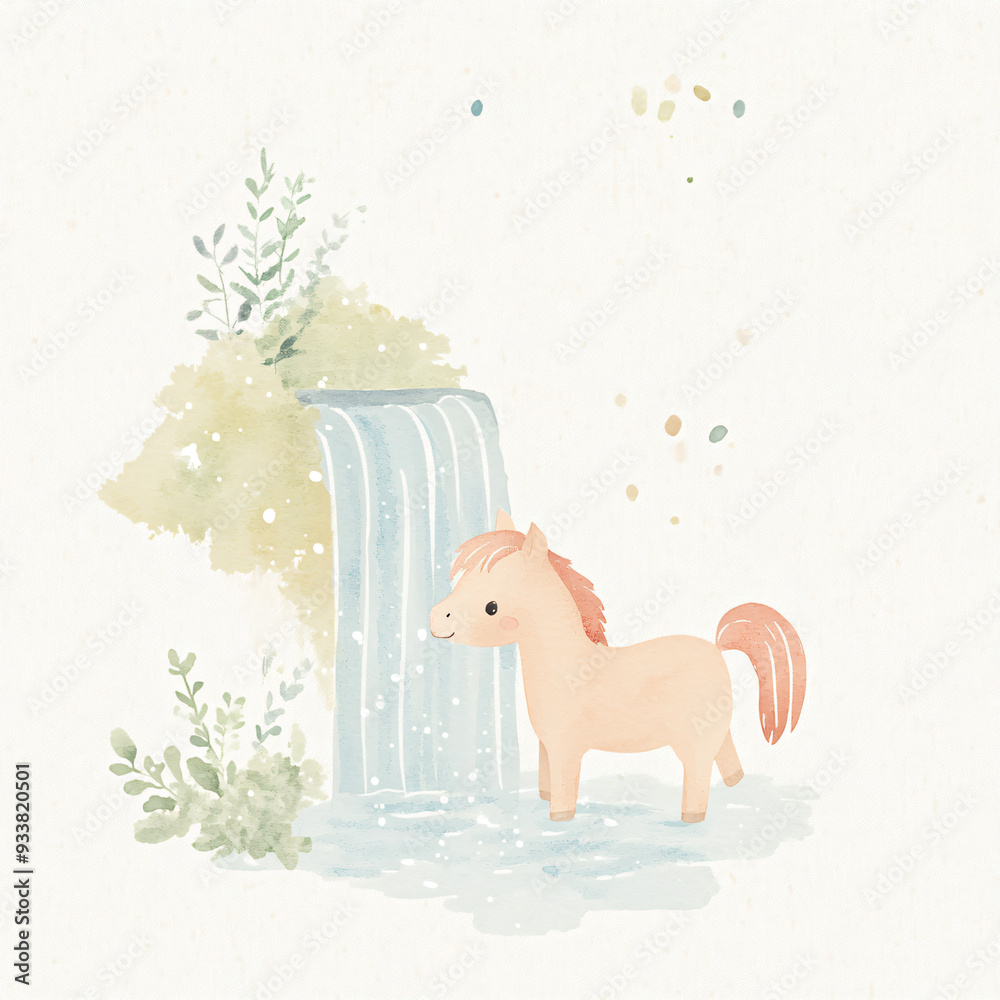 Pony Waterfall Watercolor. Pony Waterfall Watercolor.
