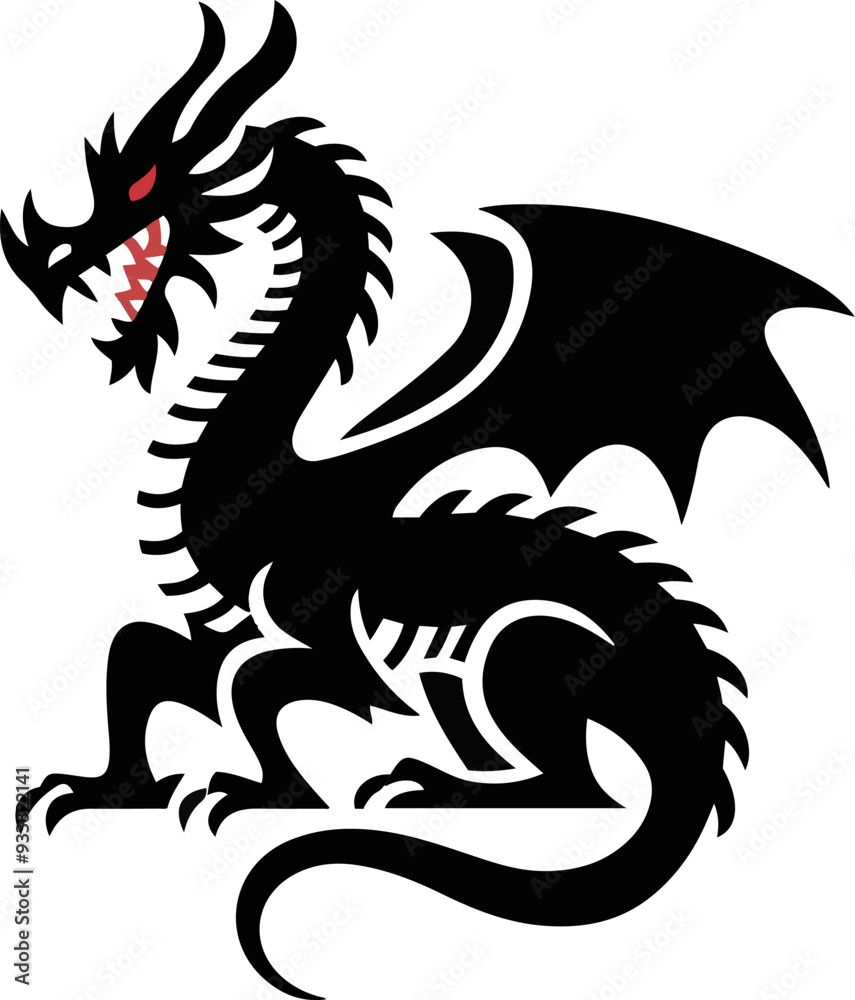 Dragon Silhouette icon vector illustration Dragon Silhouette icon vector illustration