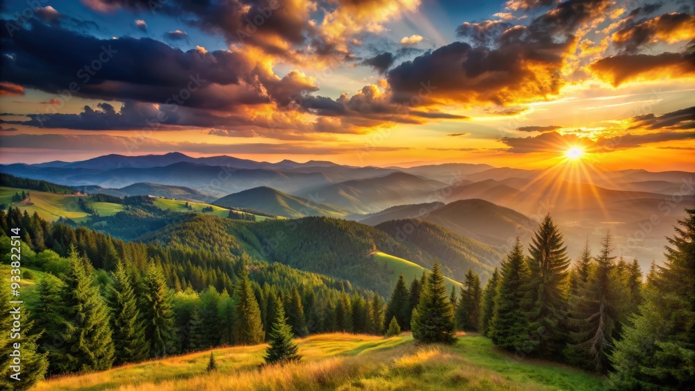 Sunset over Carpathian mountains in Europe, sunset, Carpathian mountains, Ukraine, Europe, landscape, nature, scenic Sunset over Carpathian mountains in Europe, sunset, Carpathian mountains, Ukraine, Europe, landscape, nature, scenic