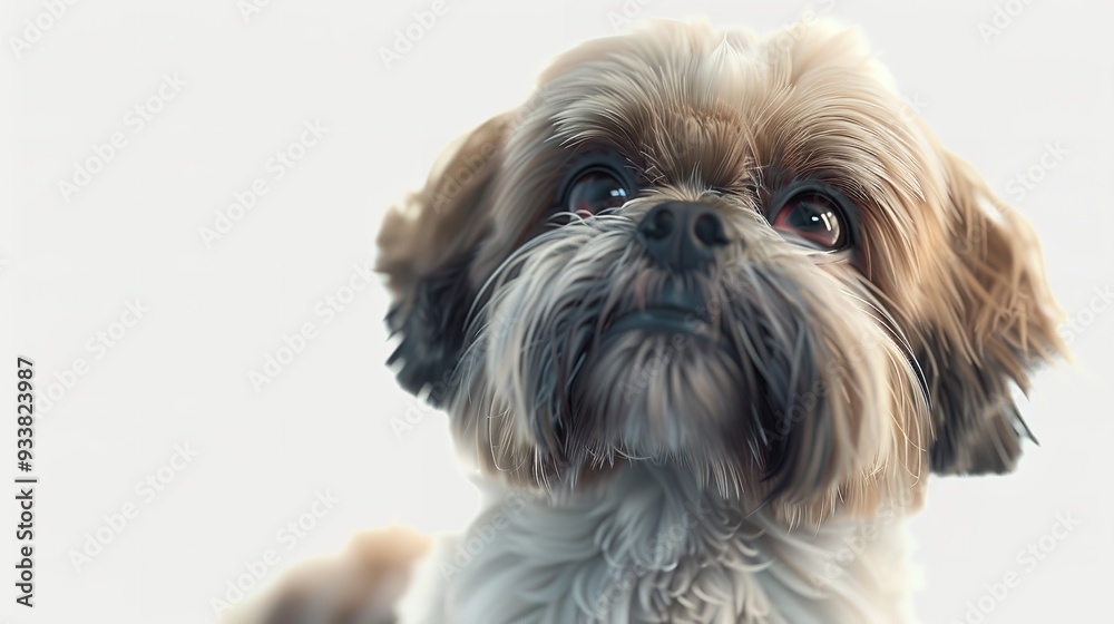 A studio photo of a cute long-haired dog on a white background. A studio photo of a cute long-haired dog on a white background.