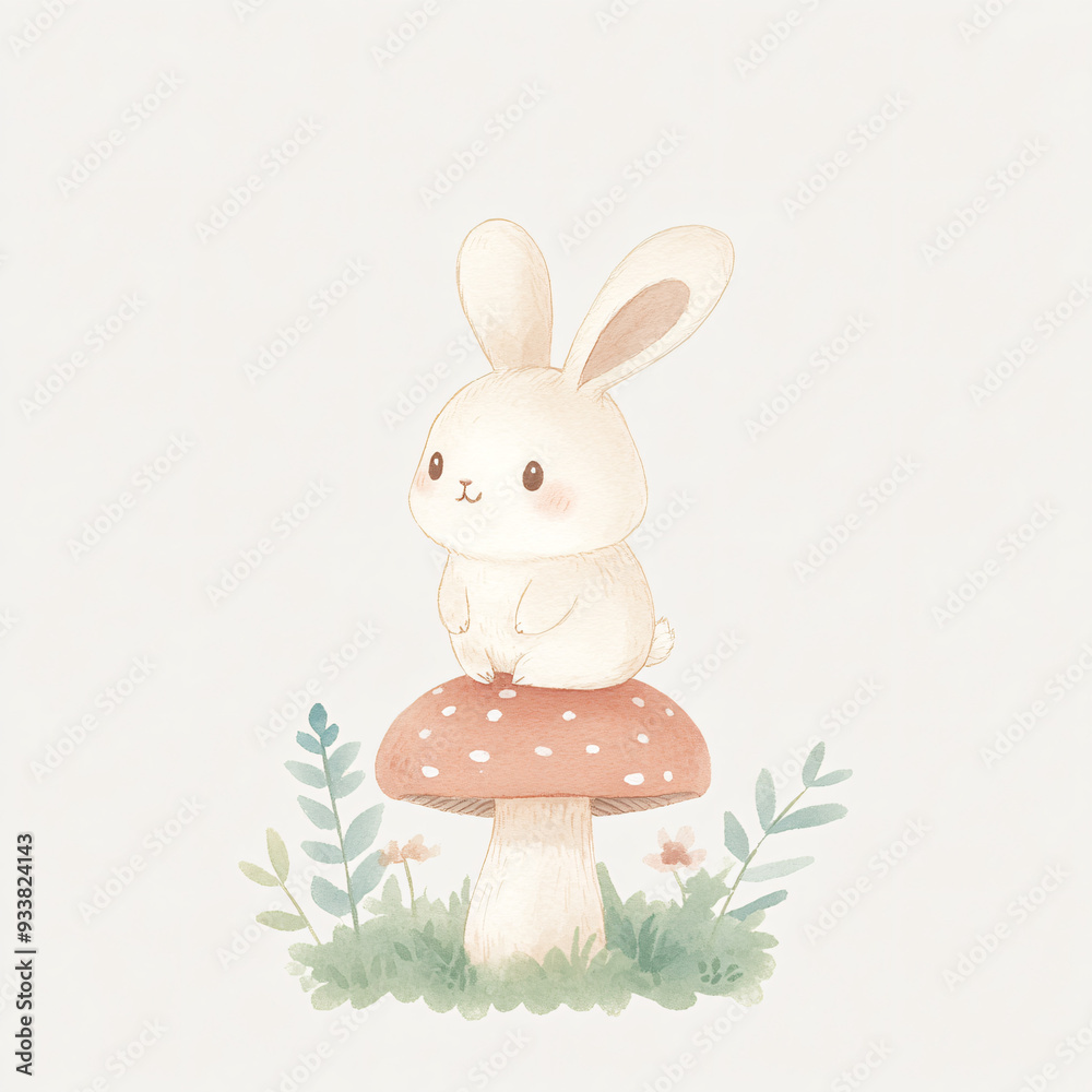 Obraz premium Cute Bunny Mushroom.