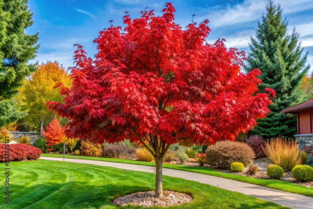 Autumn Leaf Maple Acer ginnala, Beautiful red fall color Small tree ideal for residential landscapes Deciduous tree with unique lobed leaves Autumn Leaf Maple Acer ginnala, Beautiful red fall color Small tree ideal for residential landscapes Deciduous tree with unique lobed leaves