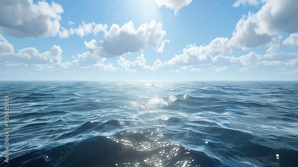 Ocean Waves and Blue Sky Background 3D Illustration Ocean Waves and Blue Sky Background 3D Illustration