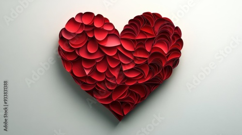 Heart symbol made of layered paper textures, representing cardiovascular health and well-being, set against a clean background.