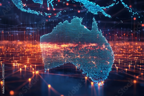 Digital map of australia network connectivity created with generative ai