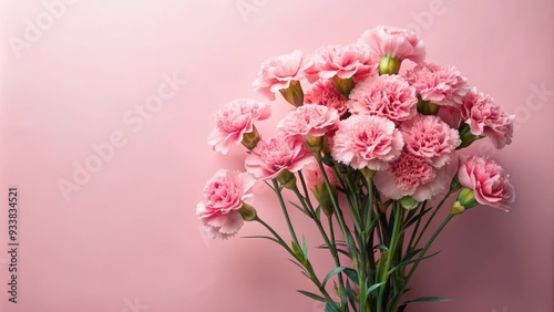 Bouquet of pink bush carnations on pastel pink background, pink, carnations, bouquet, flowers, pastel, background