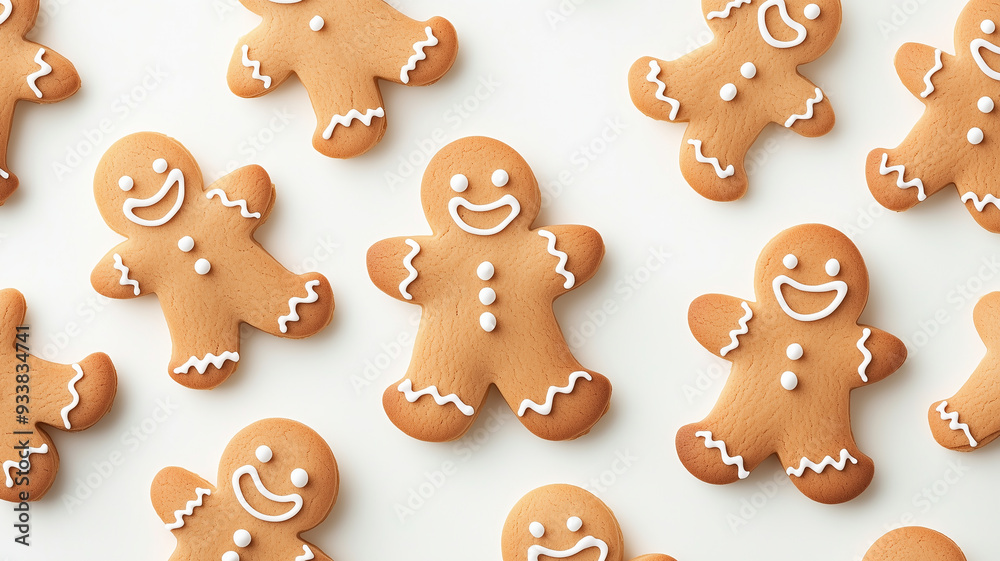 Gingerbread men, flat design, top view, holiday baking theme, Complementary Color Scheme Gingerbread men, flat design, top view, holiday baking theme, Complementary Color Scheme