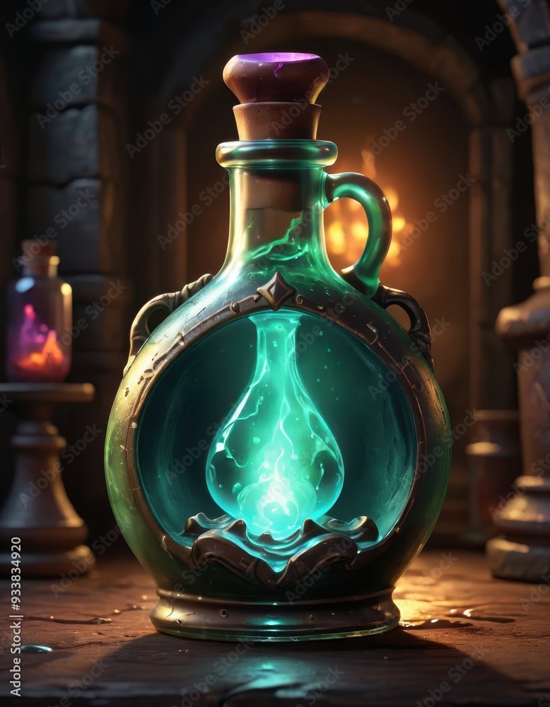 Magical Potion in a Glass Bottle. Generative image Ai Magical Potion in a Glass Bottle. Generative image Ai