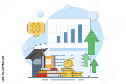 investment education concept, financial character empowerment. Financial education abstract vector illustration set. Budgeting skills, investment knowledge metaphor, flat vector illustration.