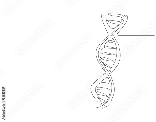 Continuous one line drawing of DNA. Single line drawing illustration of rhino DNA. National science day concept line art. Editable outline