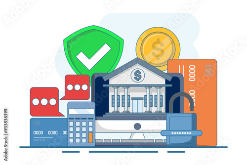 Online banking and mobile payments concept, using smartphone to login to bank account, Digital wallet, internet money, Savings and finance, Online mobile banking and mobile payments.