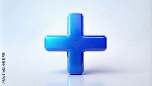 Vibrant blue plus sign symbol on a white background, surrounded by subtle gradient effects, conveying positivity, addition, and growth in a modern digital context.