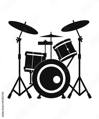 drum kit silhouette vector illustration.