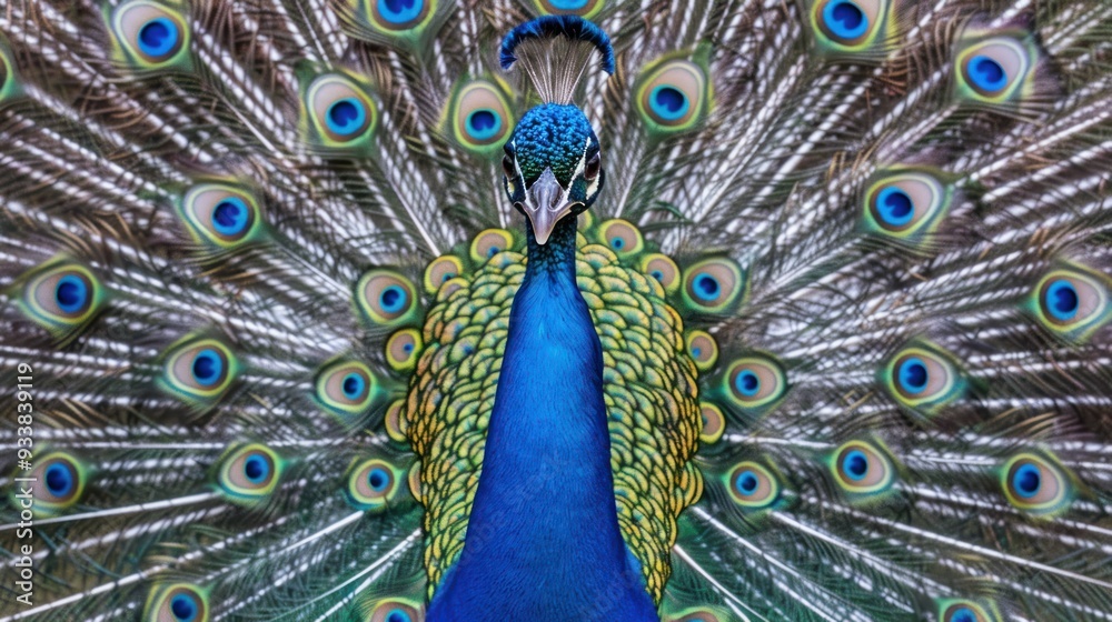 Obraz premium Peacock with spread feathers.