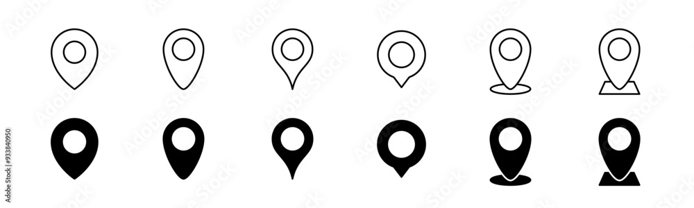 Location pin icon set. Map pointer vector. Navigation marker. Location pointer set Location pin icon set. Map pointer vector. Navigation marker. Location pointer set