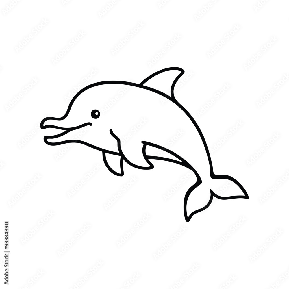 Fototapeta premium Dolphin vector outline illustration design