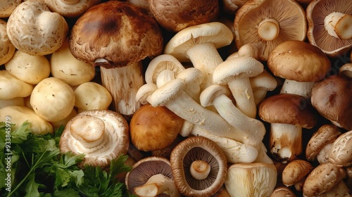 Bountiful Variety of Mushrooms - Fresh Shiitake and Button Mushrooms