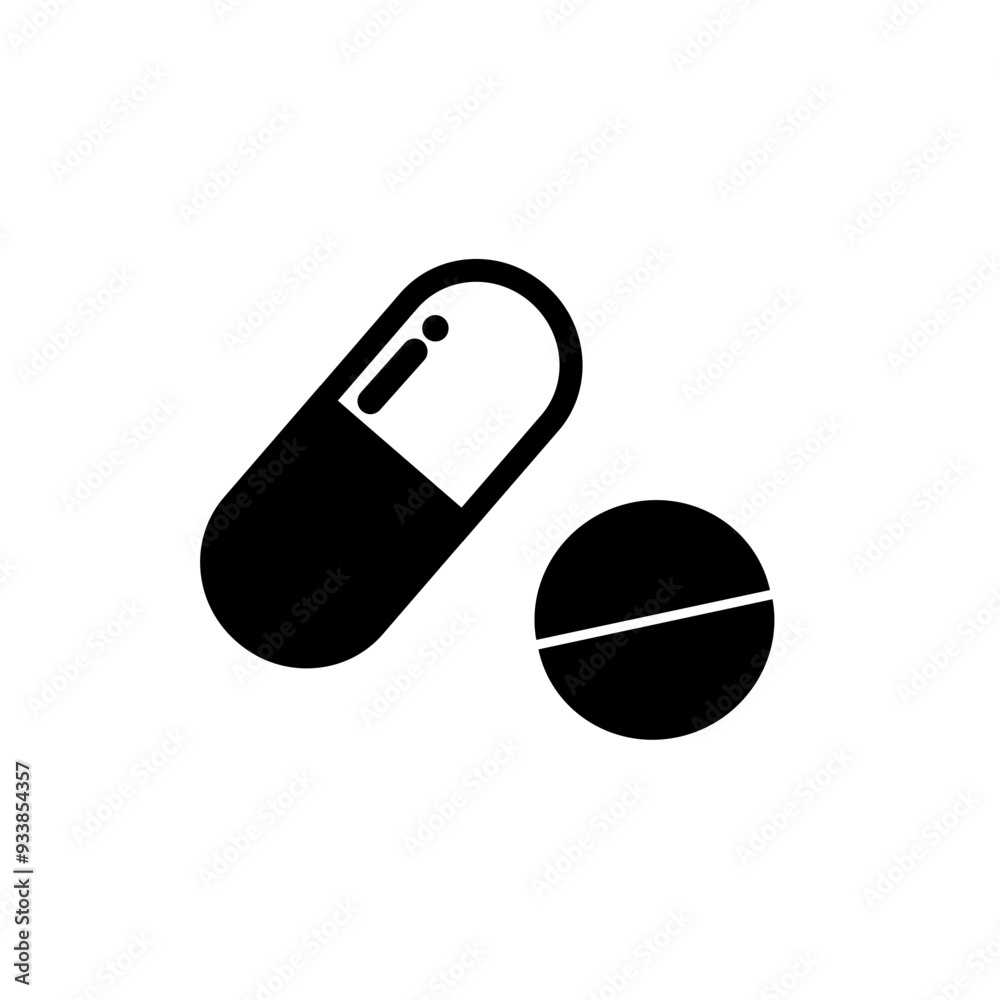 Capsule pill icon. Healthcare, medicine, treatment concept. Flat vector design isolated illustration. Capsule pill icon. Healthcare, medicine, treatment concept. Flat vector design isolated illustration.