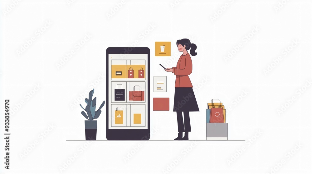 Modern Online Shopping Experience on Smartphone Minimalistic Design and Smooth Navigation Concept Modern Online Shopping Experience on Smartphone Minimalistic Design and Smooth Navigation Concept