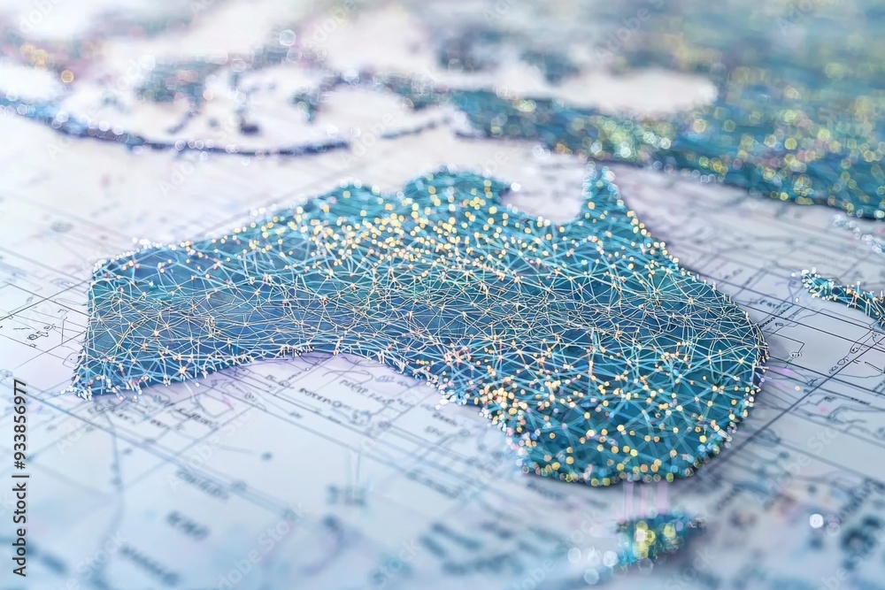 Obraz premium Digital map of australia network connectivity created with generative ai
