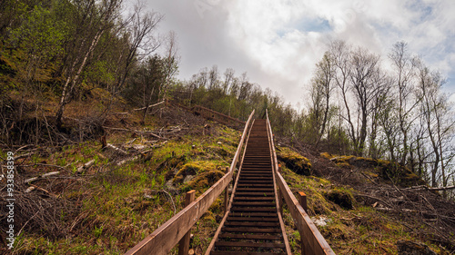 top view of the landscape of the area surrounding the village of Tennevoll, Norway