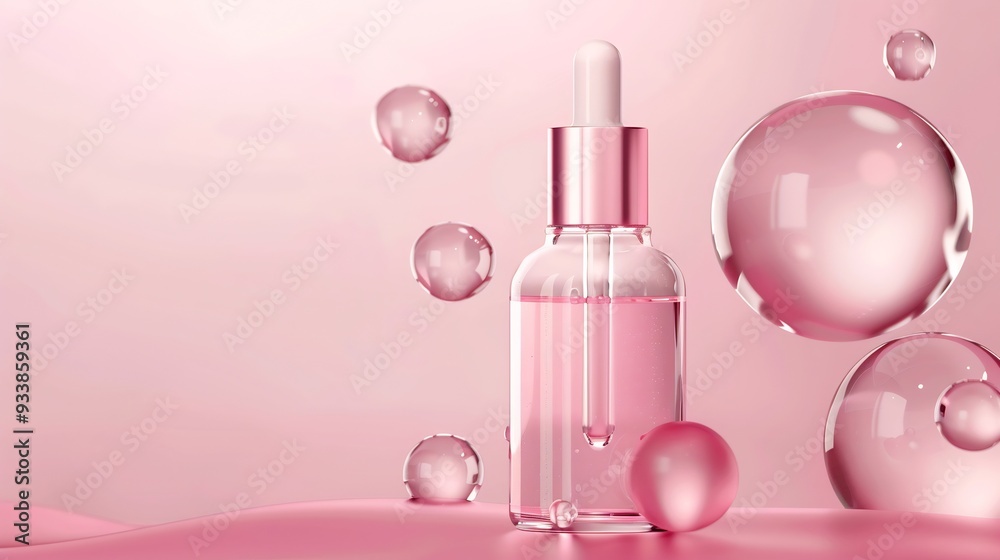 Pink Dropper Bottle with Floating Bubbles Pink Dropper Bottle with Floating Bubbles