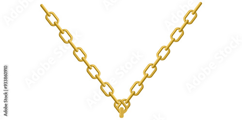 Stunning Gold Chain Isolated On White Background, Gold Jewelry Vector Illustration.	