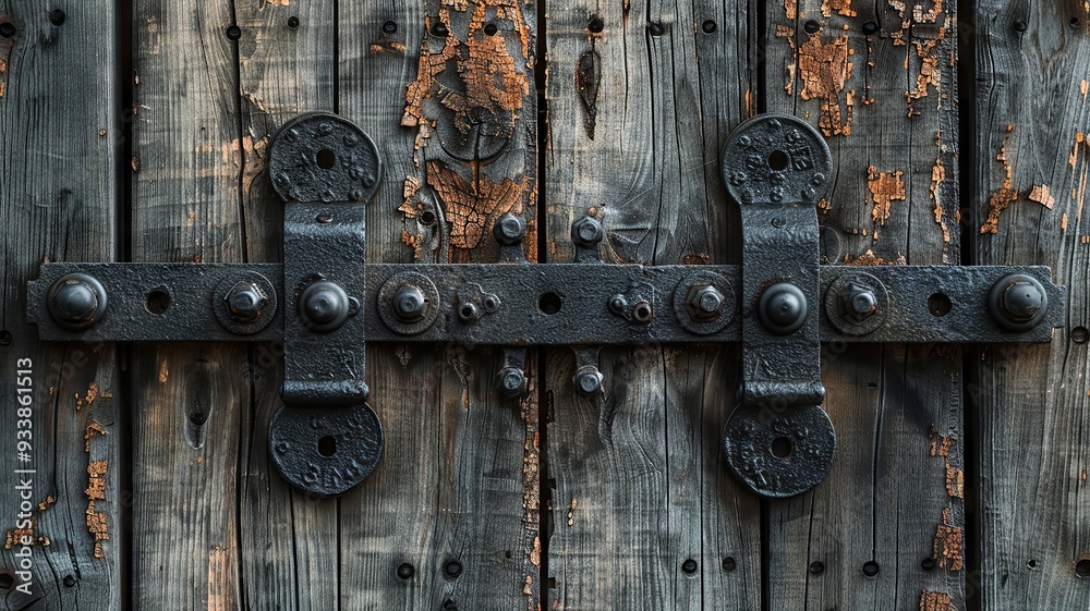 Weathered Wooden Gate with Rusty Hinges Weathered Wooden Gate with Rusty Hinges