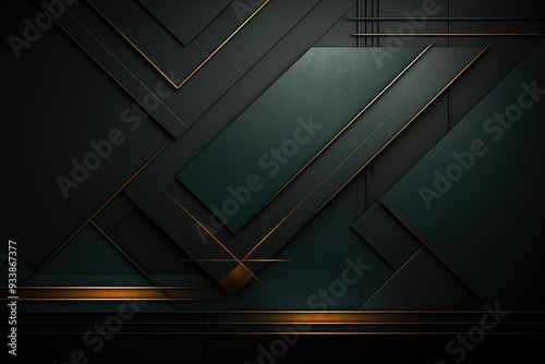 Abstract geometric background with dark grey and golden lines.