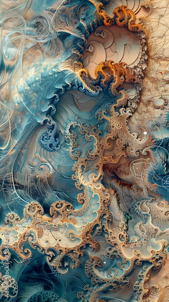 Fototapeta premium Intricate Patterns on a Dynamic Substrate Highlighting Vivid Colors and Detailed Artwork