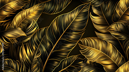 Golden Tropical Leaf Pattern: A Luxurious and Elegant Design for Your Home Decor