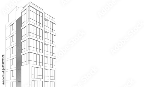 Modern office building 3d illustration