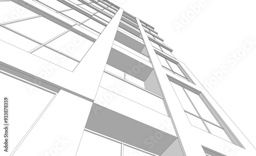 Modern office building 3d illustration