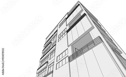 Modern office building 3d illustration